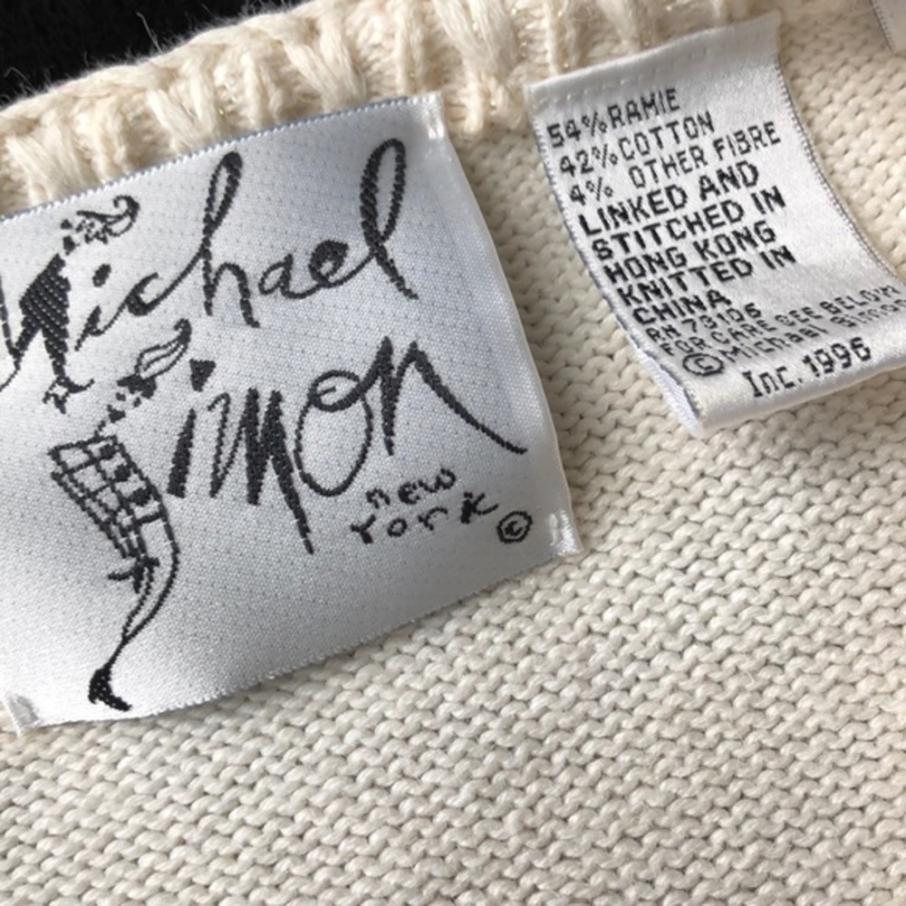 Michael Simon NY Vntg ivory embellished cardigan - Picture 5 of 8